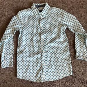 Kids Button Down Shirt in teal and White